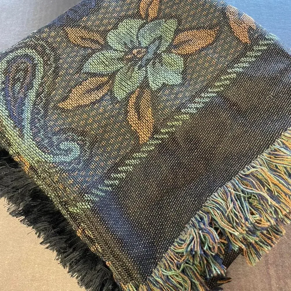 Multicoloured floral and paisley print scarf